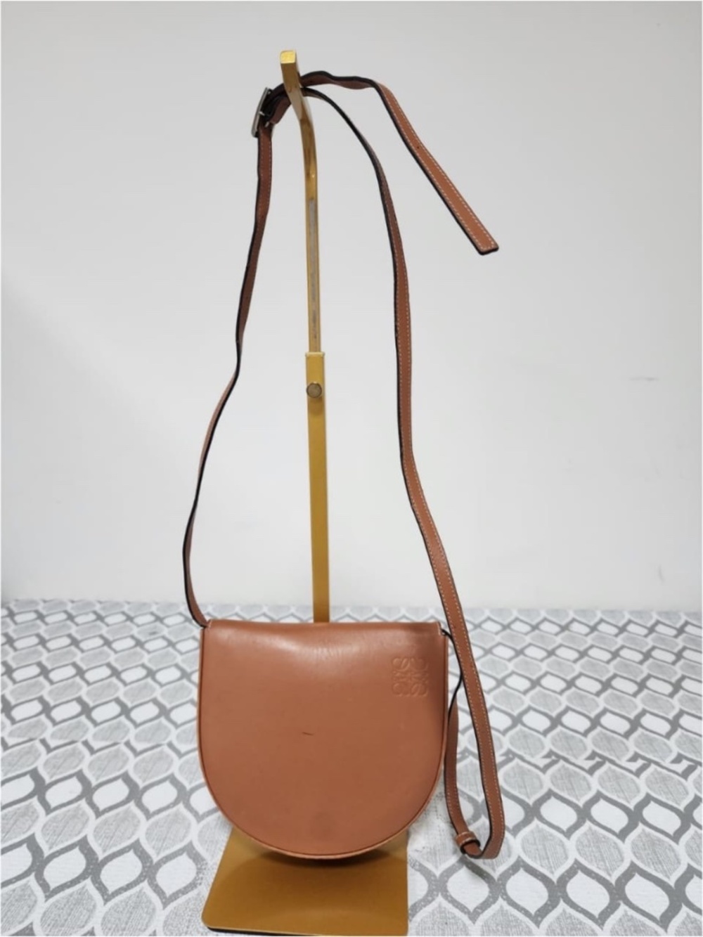 Authentic LOEWE Soft Calfskin Small Heel Bag Brown